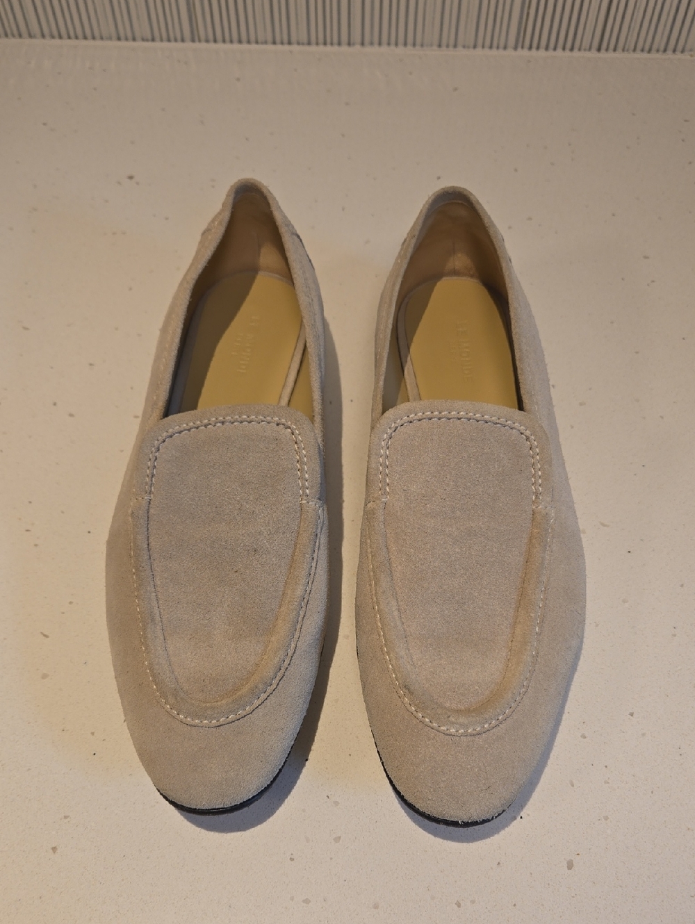 Women's Suede Slip-On Loafers in Light Beige
